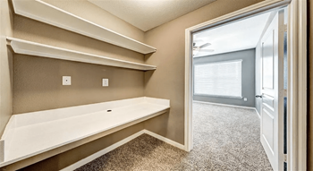 Large walk-in closets with built-in shelving*